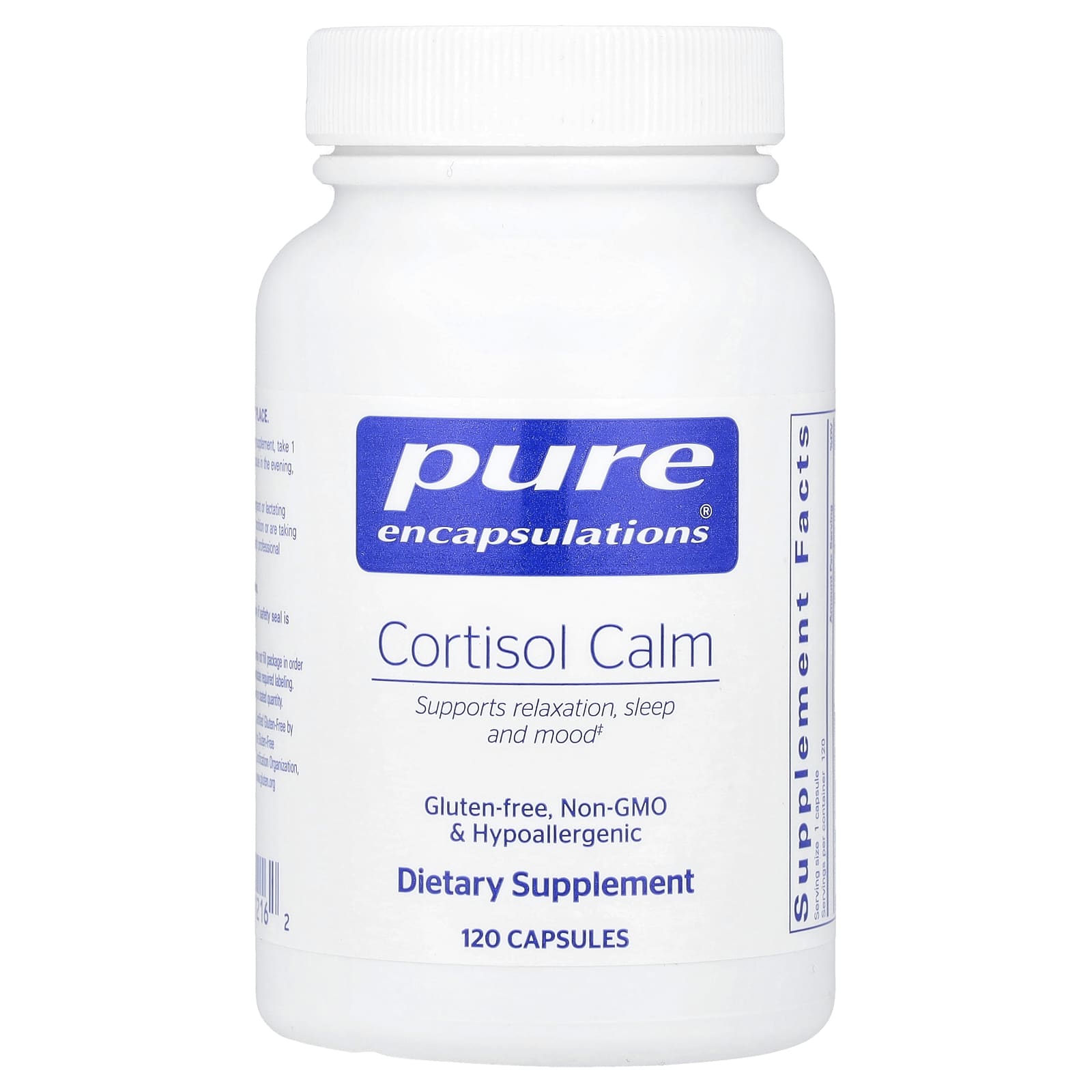 Pure Encapsulations, Cortisol Calm, 120 Capsules UPC 766298012162 | HiLife Vitamins